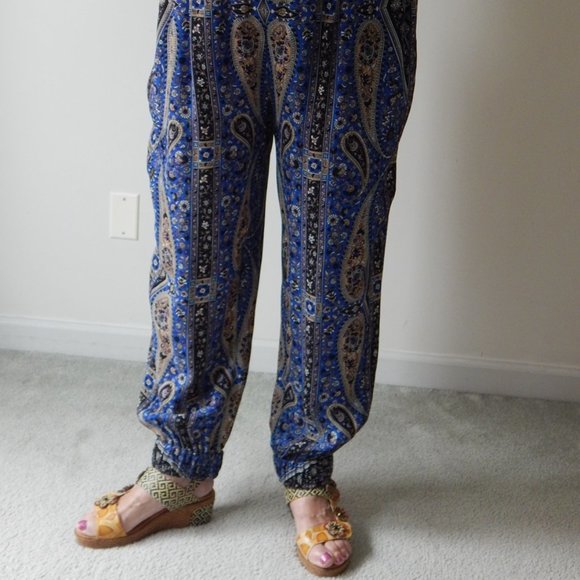 NWT Kobi Halperin Tristin Azure Multicolor Paisley Print Harem Jogger Pants XXL - Picture 8 of 9